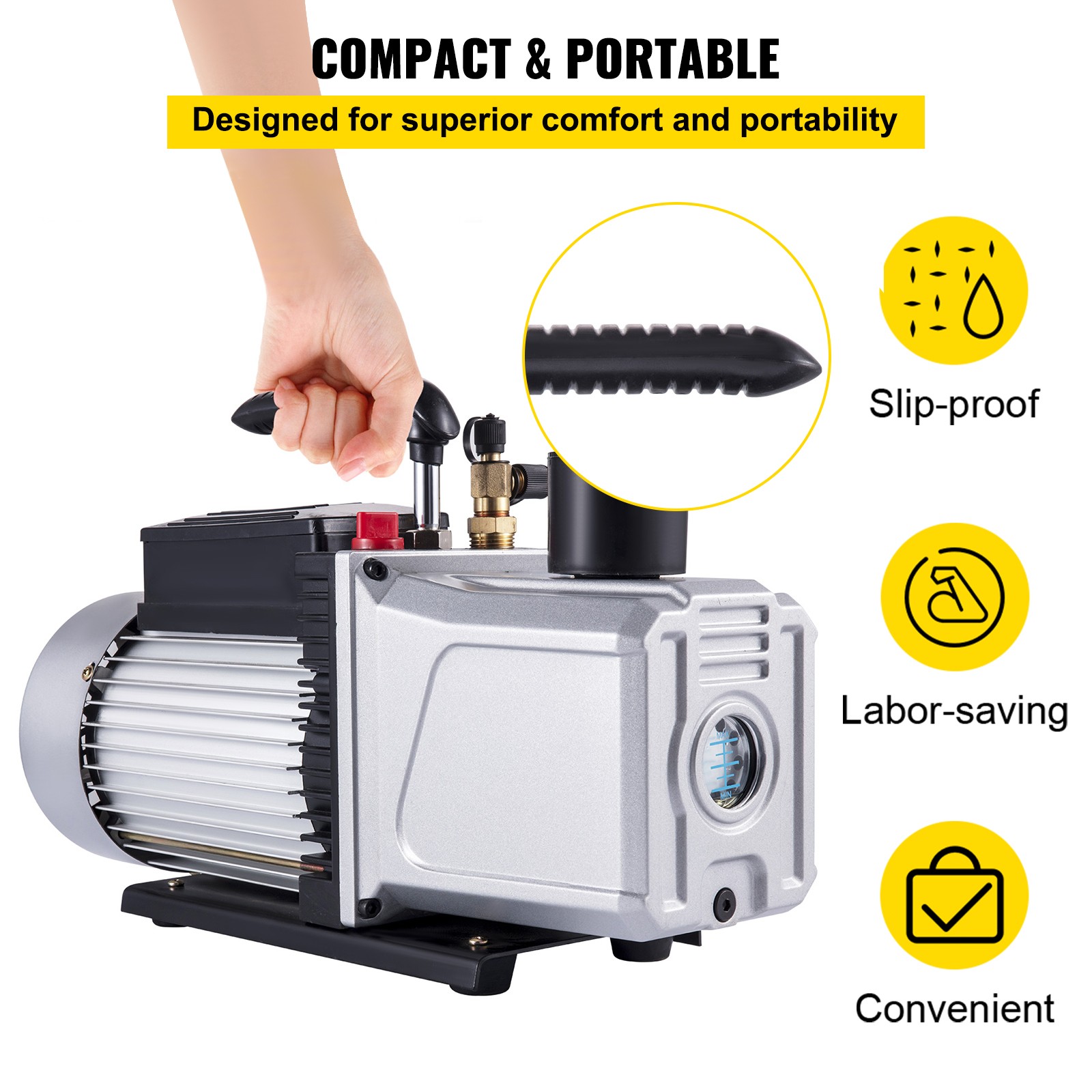 12CFM Vacuum Pump Single Stage Ultimate 3PA rotary vane 110V/60HZ ACTIVE DEMAND