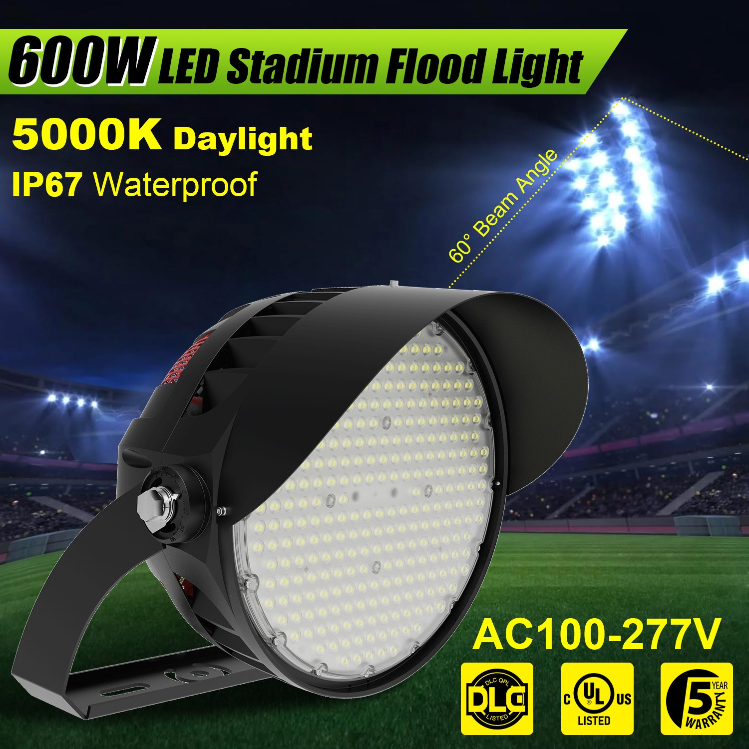 LED Stadium Lights 600W Flood Light 90000LM Playground Arena Flood Light Fixture