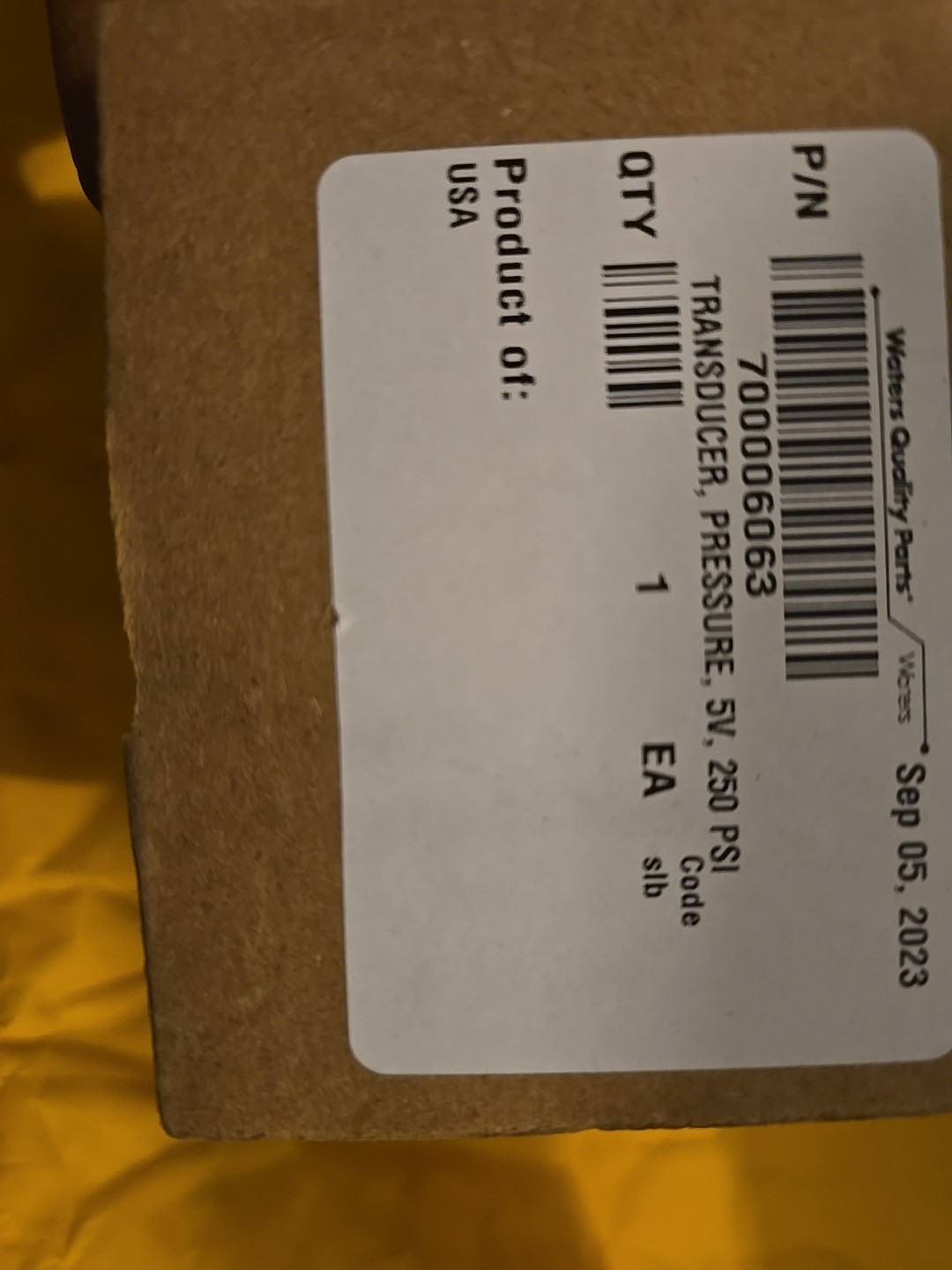 Waters 700006063 Acquity SM FL & FTN Pressure Transducer replaces 700005204 UPLC