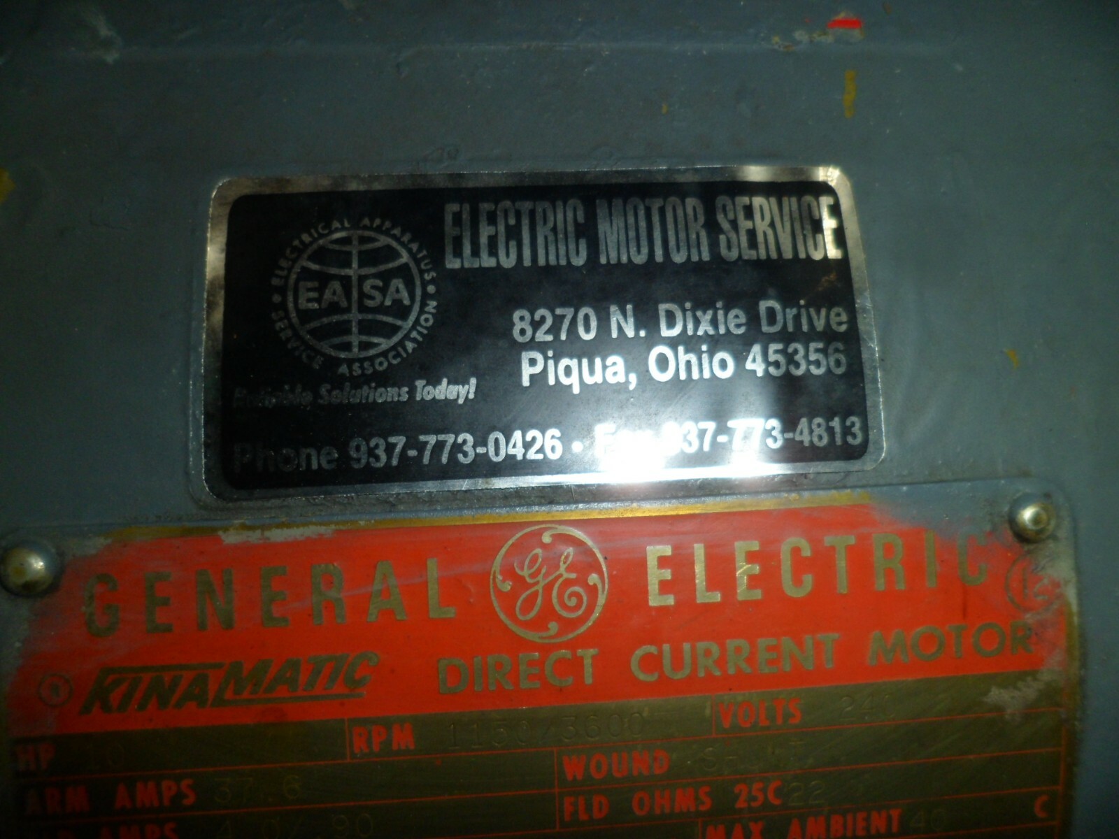 GENERAL ELECTRIC KINAMATIC CD258ATC DIRECT CURRENT MOTOR 240V 3PH 1150/3600 RPM.