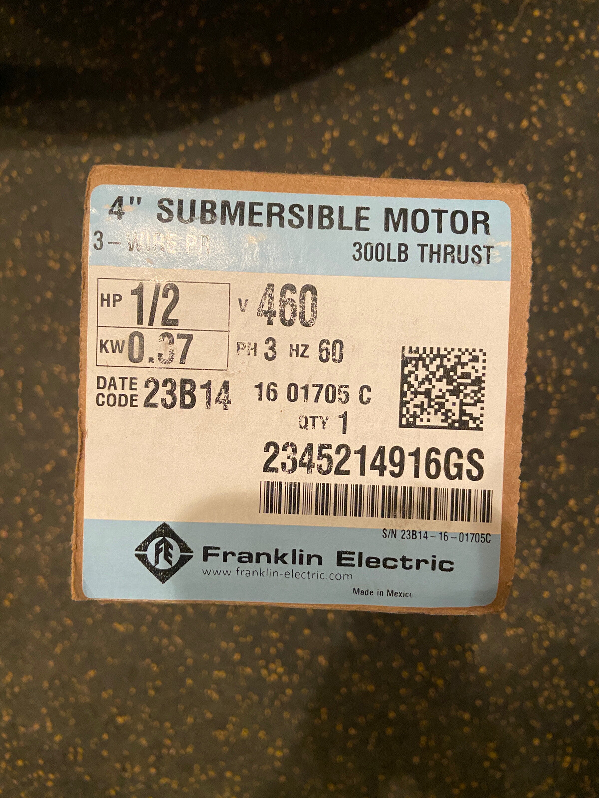 Franklin Electric Submersible Pump Motor 1/2hp 460V