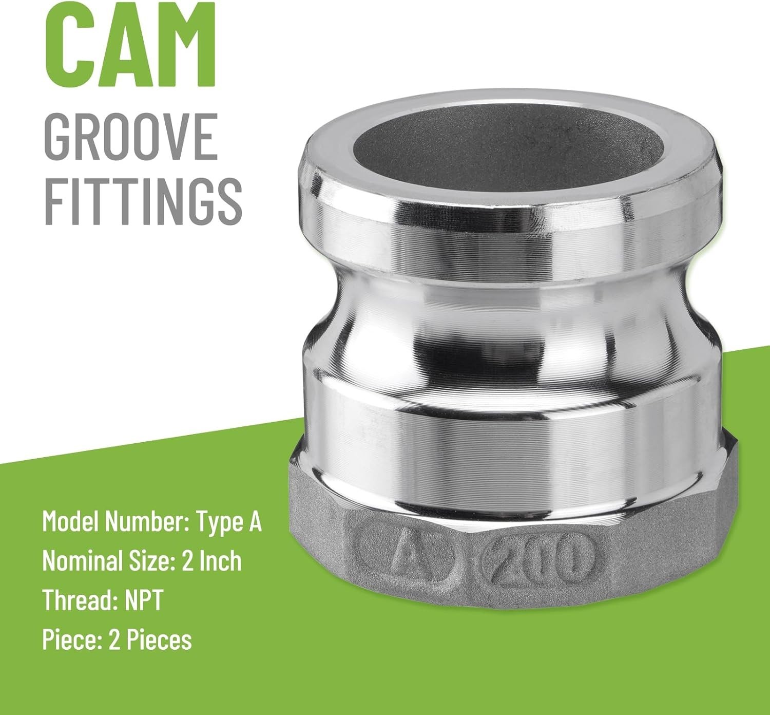 2 PCS Aluminum Camlock 2″ part D Cam & Groove Hose Fittings+2 PCS Aluminum Gl…