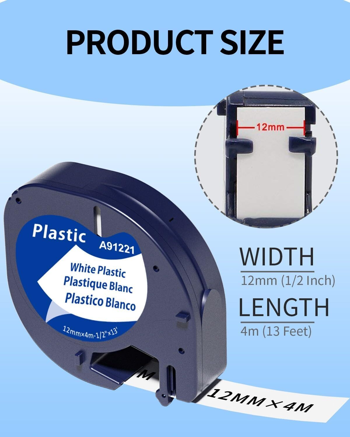 100PK 91331 Compatible Dymo LetraTag 91201 White Plastic Label Tape 1/2″ LT-110H