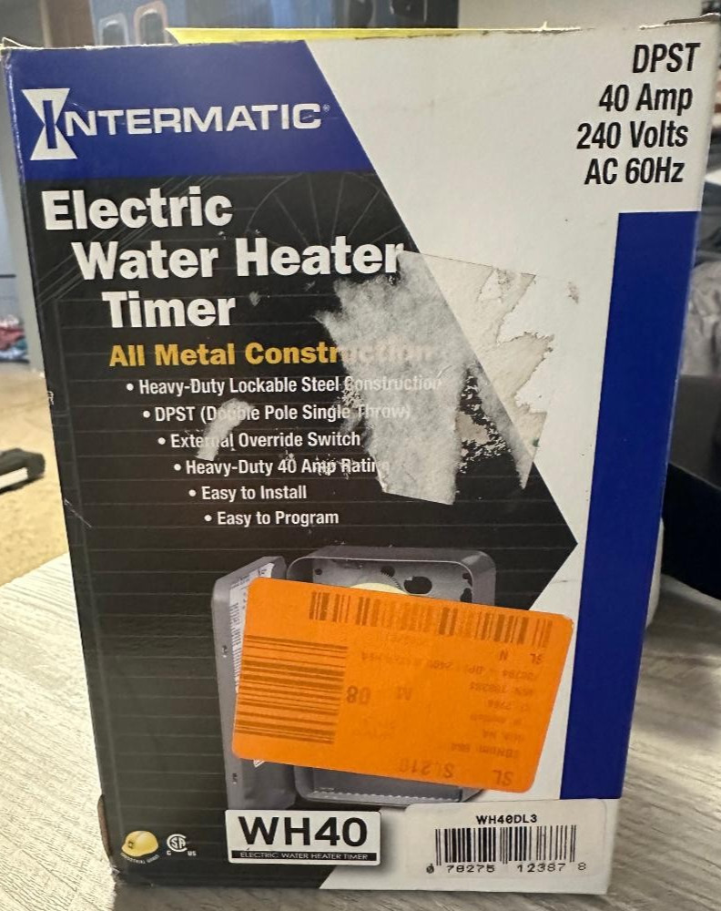 INTERMATIC ELECTRIC WATER HEATER TIMER DPST 40 AMP 240V AC 60HZ
