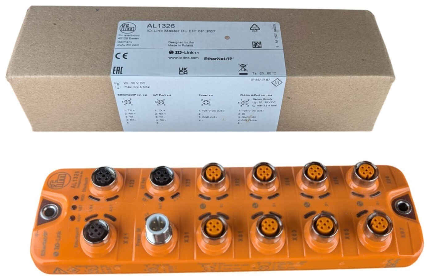 IFM AL1326 IO-Link Master Ethernet/IP 8-Port M12 IP67 Industrial Module