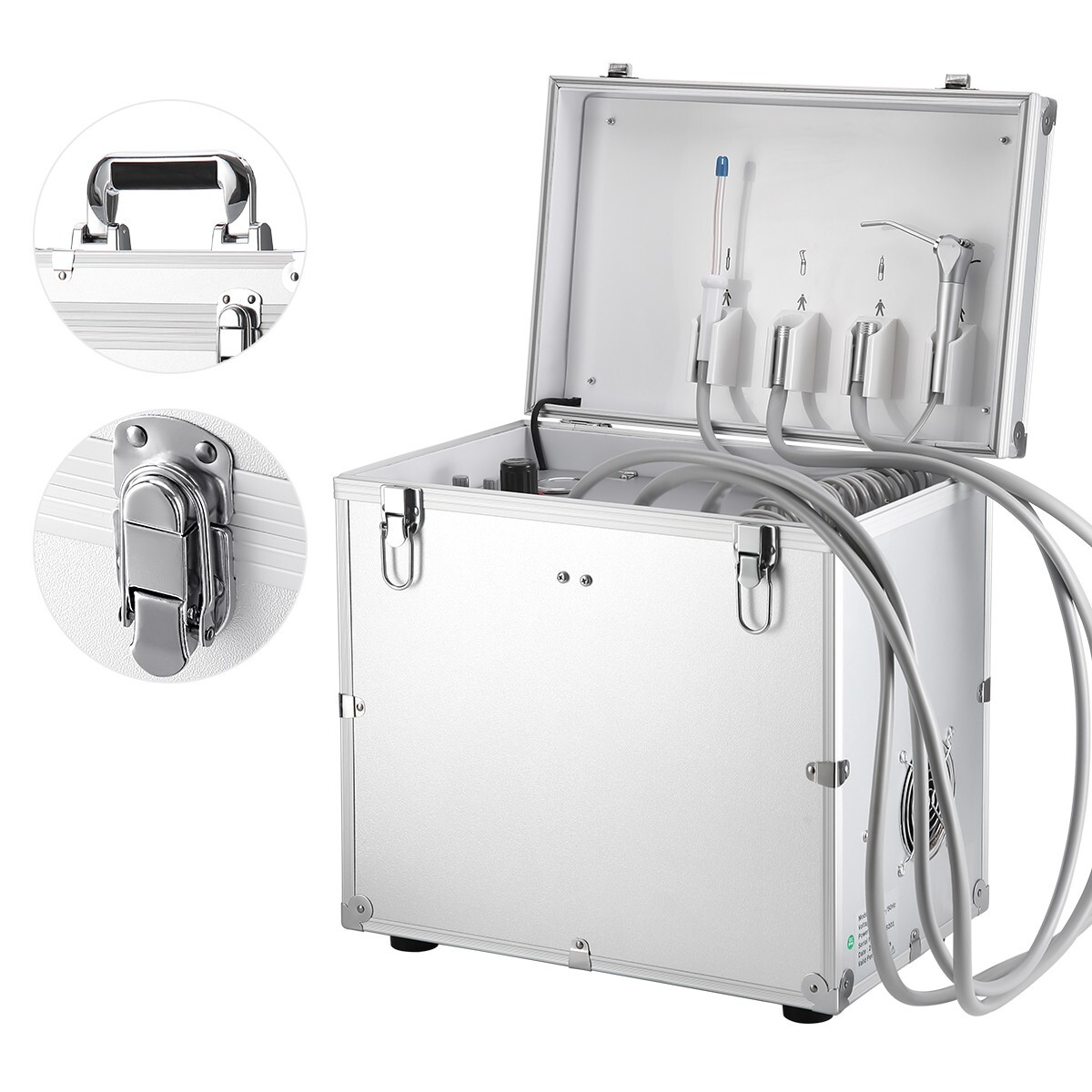 Portable Dental Mobile Delivery Unit Rolling Case Air Compressor Suction System