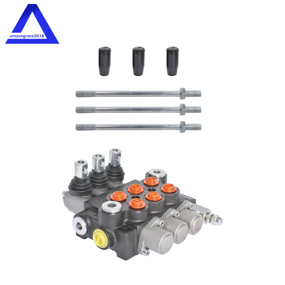 3 Spool Hydraulic Control Valve Double Acting 13 GPM 3600 PSI SAE Ports
