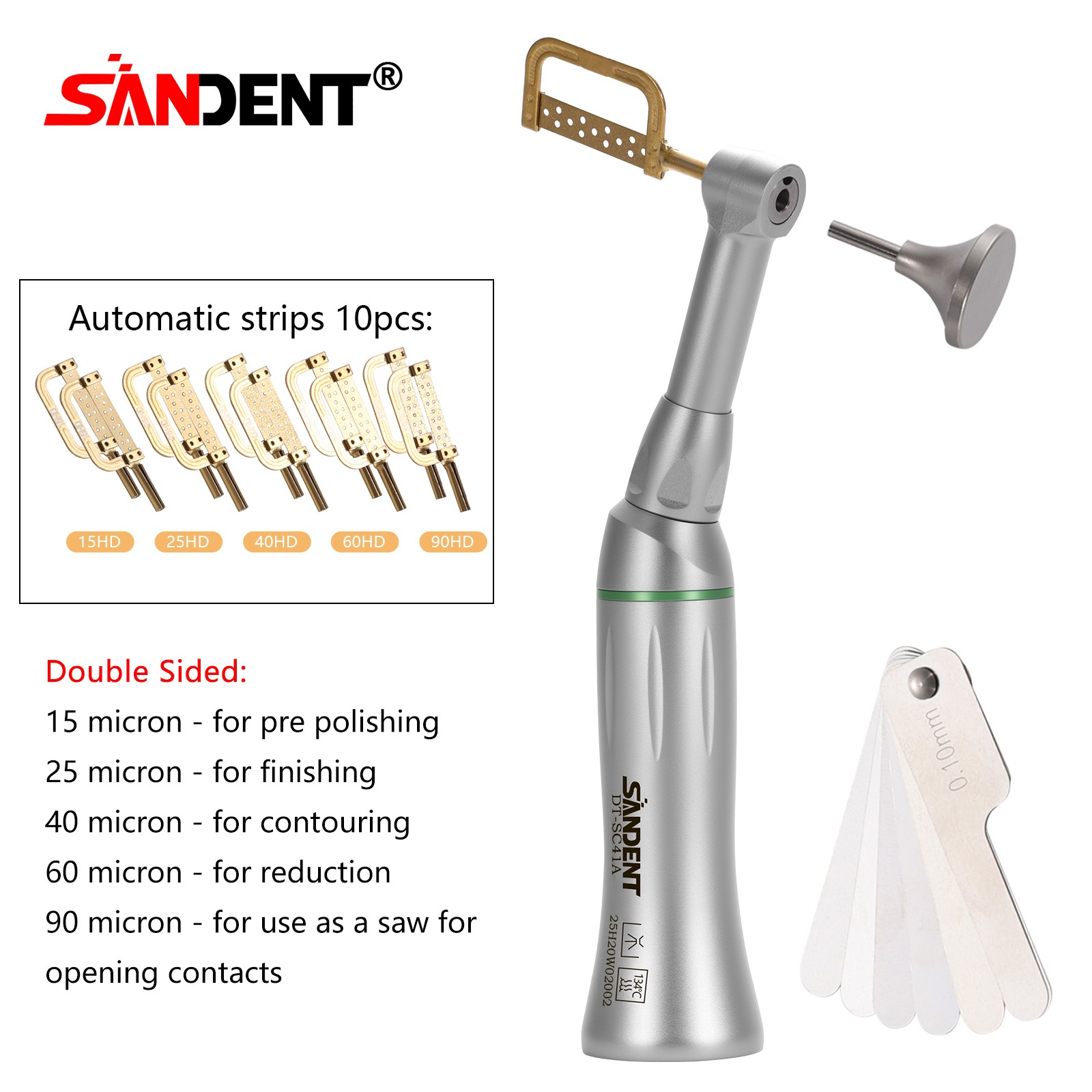 1-5* Dental Contra Angle 4:1 Reduction Handpiece IPR Reciprocating Stripping Kit