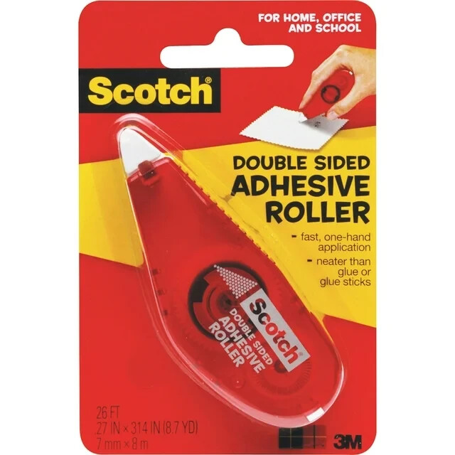 Scotch Double Sided Adhesive Rollers Each Is 0.27 In x 312 In (8.6 Yds) 6 Pack