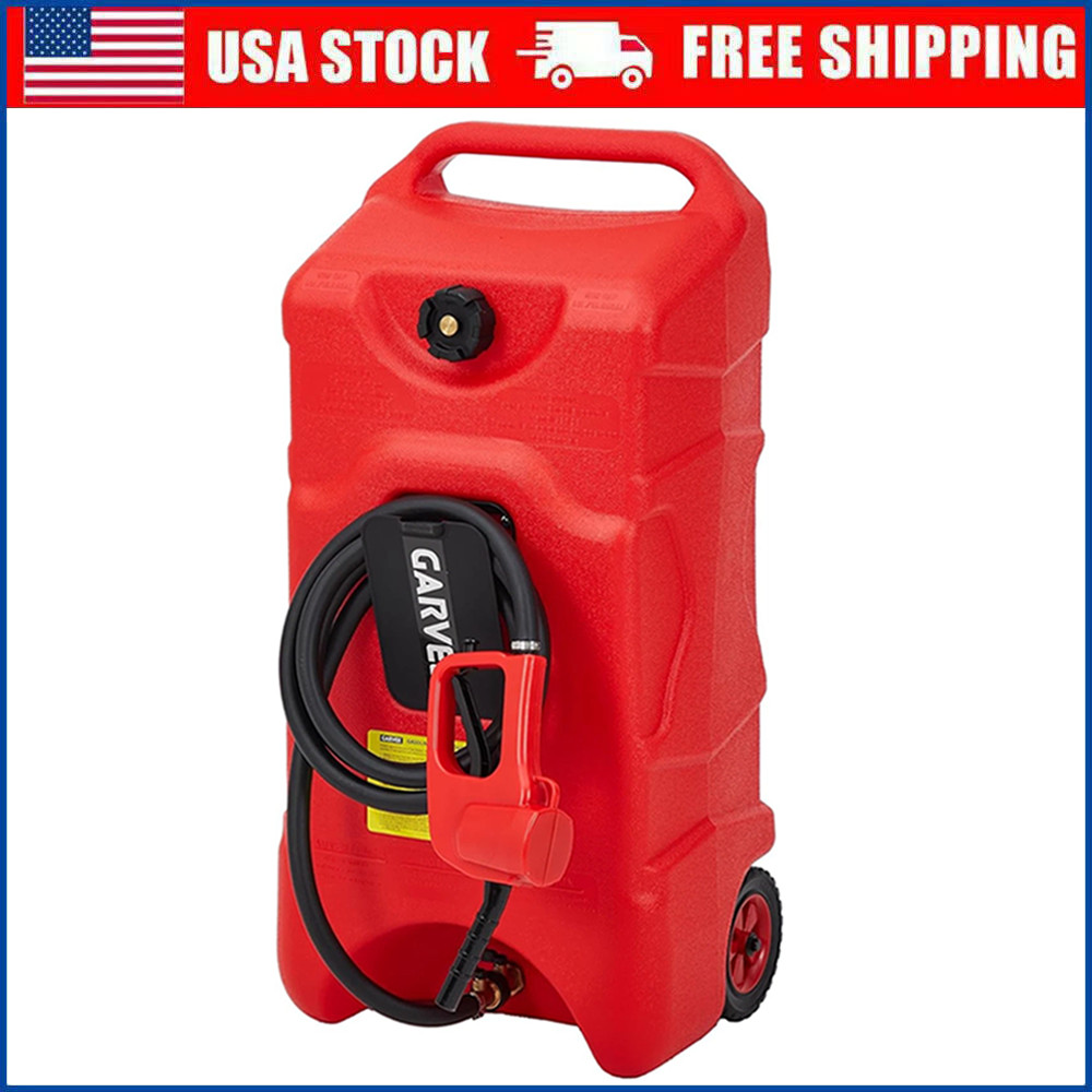 16 Gallon Gas Caddy Heavy-Duty Gas Can Fuel Caddy with Manual Fuel Transfer Red
