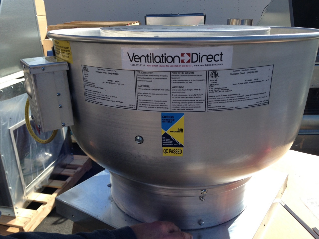 Food Truck Exhaust Fan 2250 CFM, 24.75″ Base