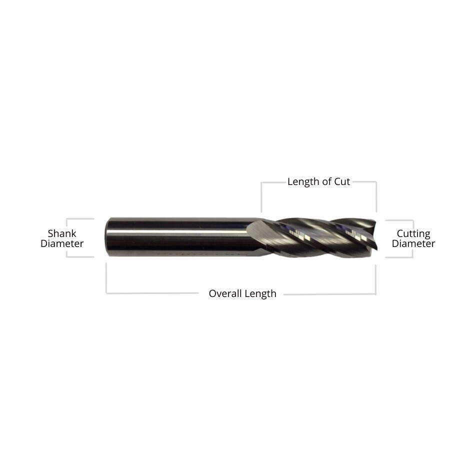 10 PCS – 1/8″ 4 FLUTE CARBIDE END MILL – TiALN COATED