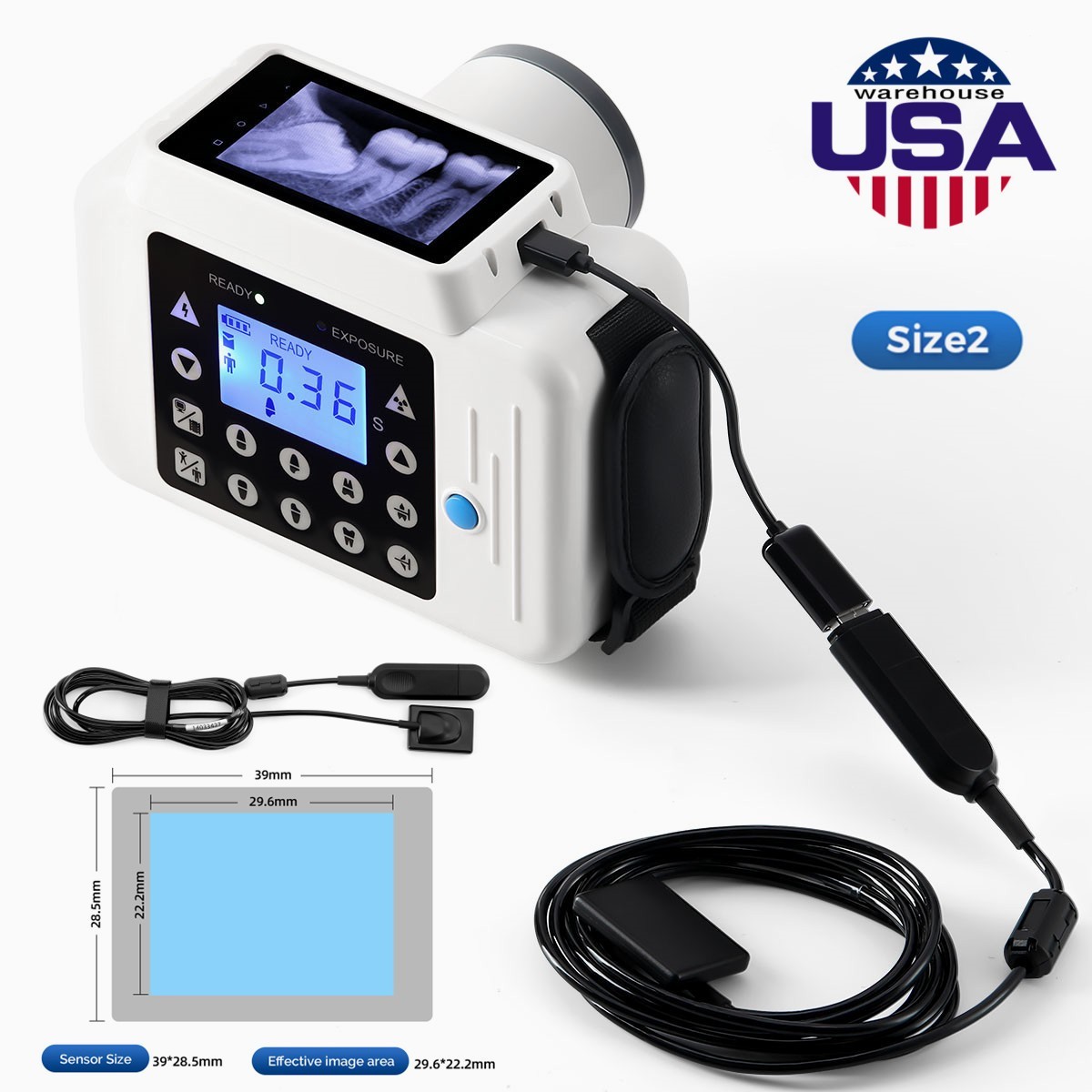 Dental Portable X Dental Ray Machine with screen + Sensor 2.0 no Shield 2 in 1