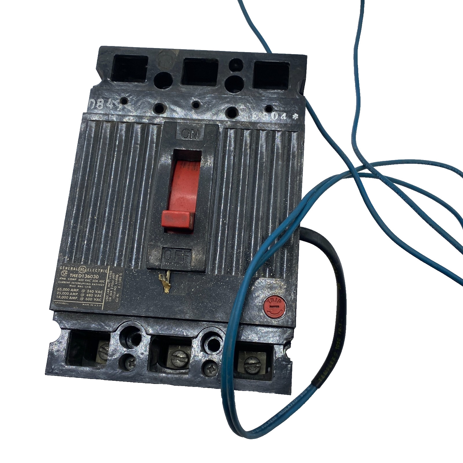 GE THED136030 Type THED Molded Case Circuit Breaker 30A 600VAC 3-Pole ✅