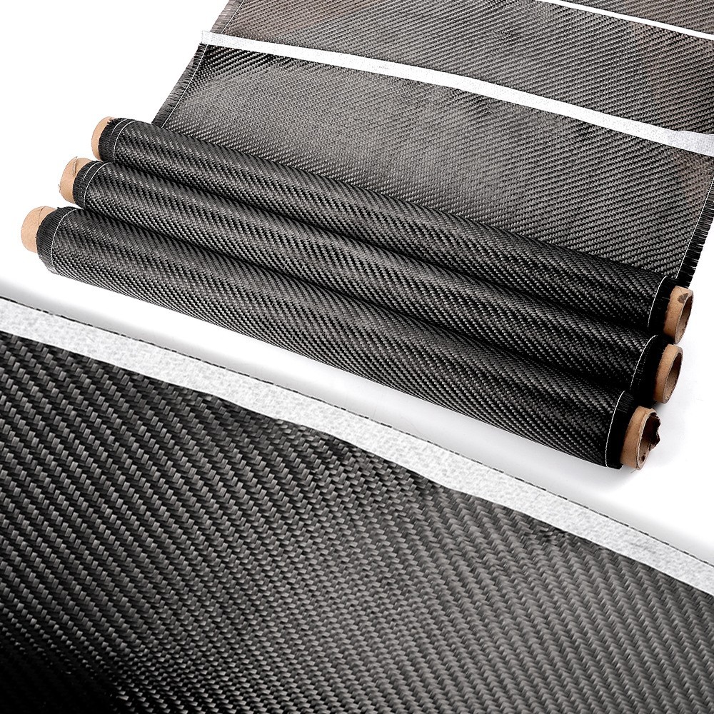 50 x 100CM Pure Carbon Fiber Fabric Cloth Roll 3k 200gsm 2×2 Twill Weave Black