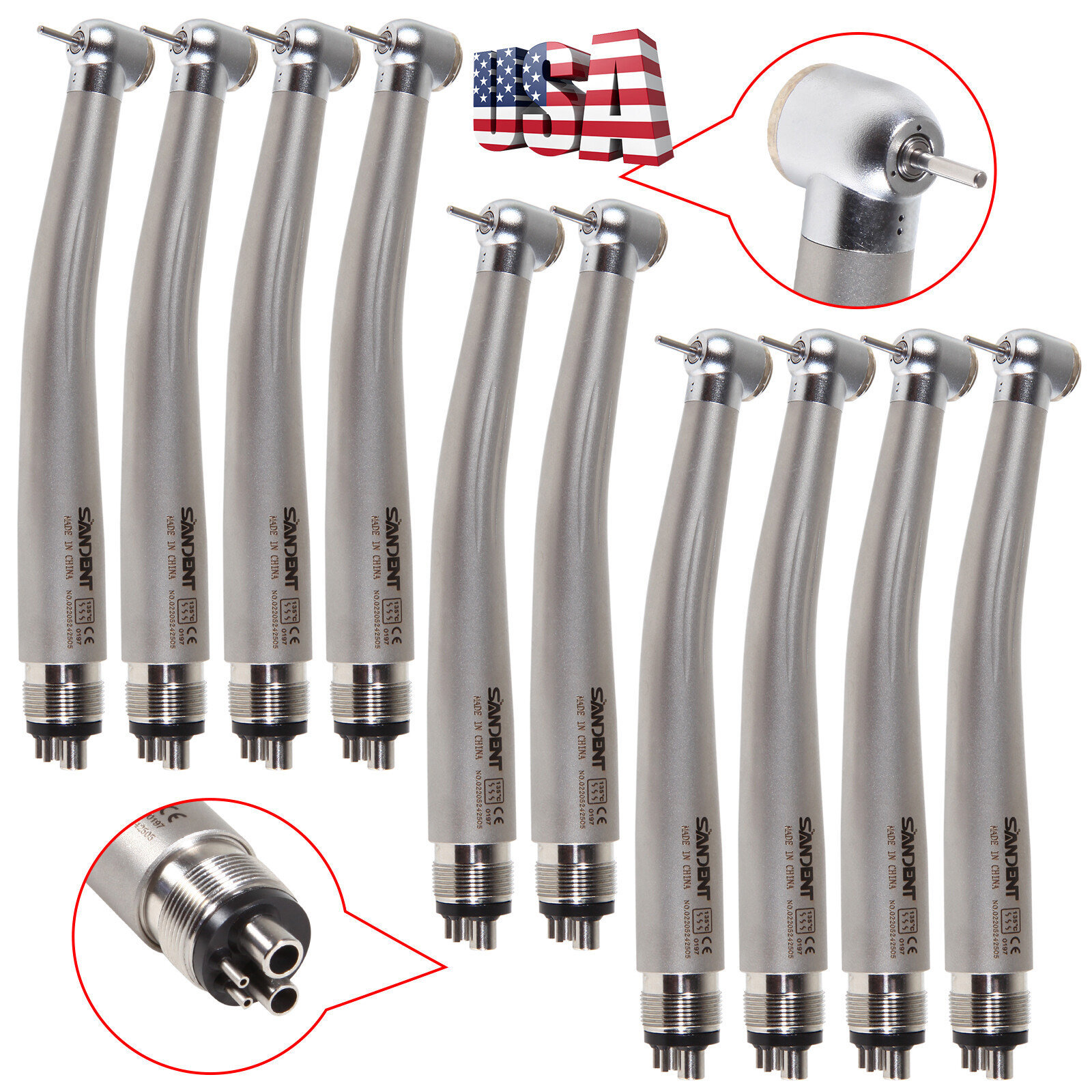 10* SANDENT NSK PANA MAX Style Dental High Speed Handpiece 4 Hole Midwest NJ