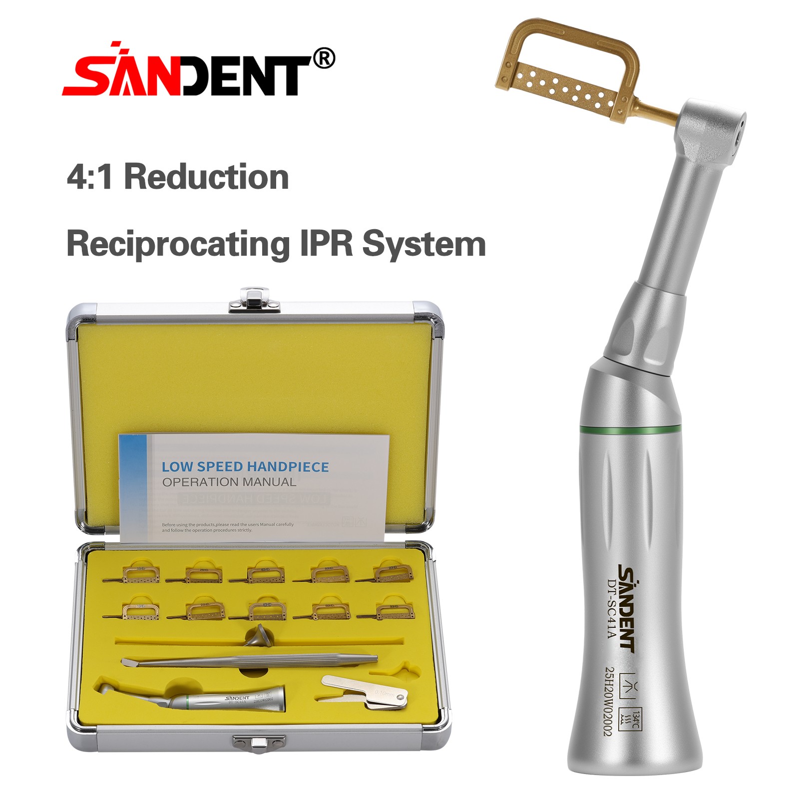 1-5* Dental Contra Angle 4:1 Reduction Handpiece IPR Reciprocating Stripping Kit