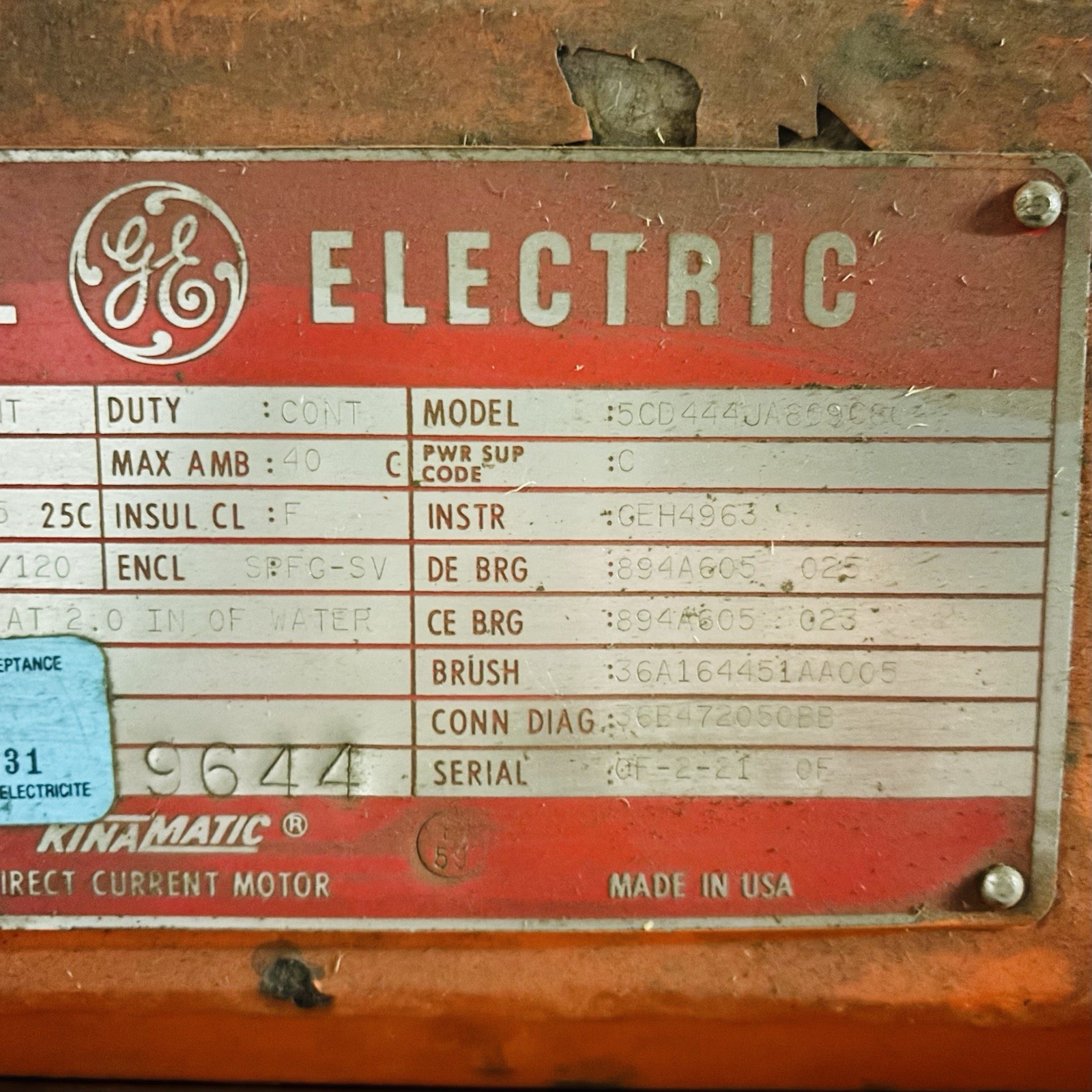 GE 400HP DC Motor 850 RPM Type CD4460 Volts 550/240/120 *REBUILT OR NEW SPARE*