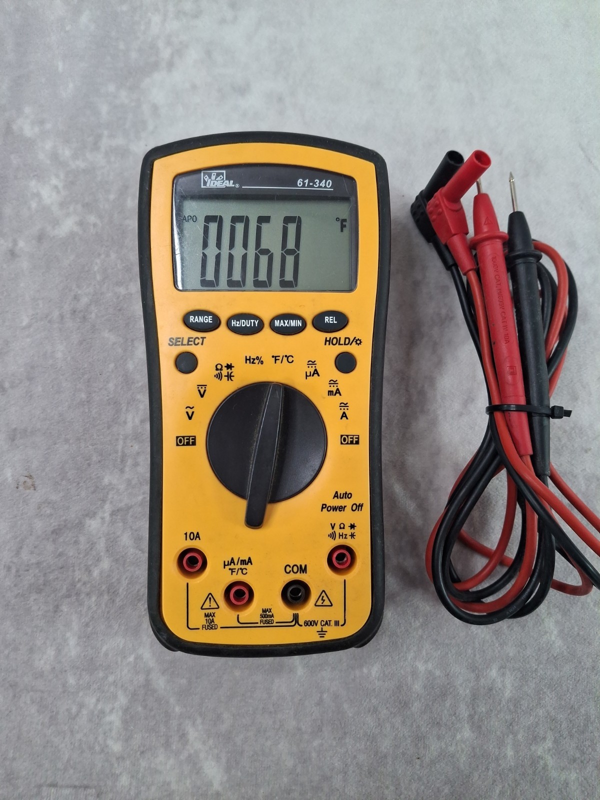 Ideal 61-340 Multimeter Voltmeter Cat III – Handheld – with Probe Test Leads