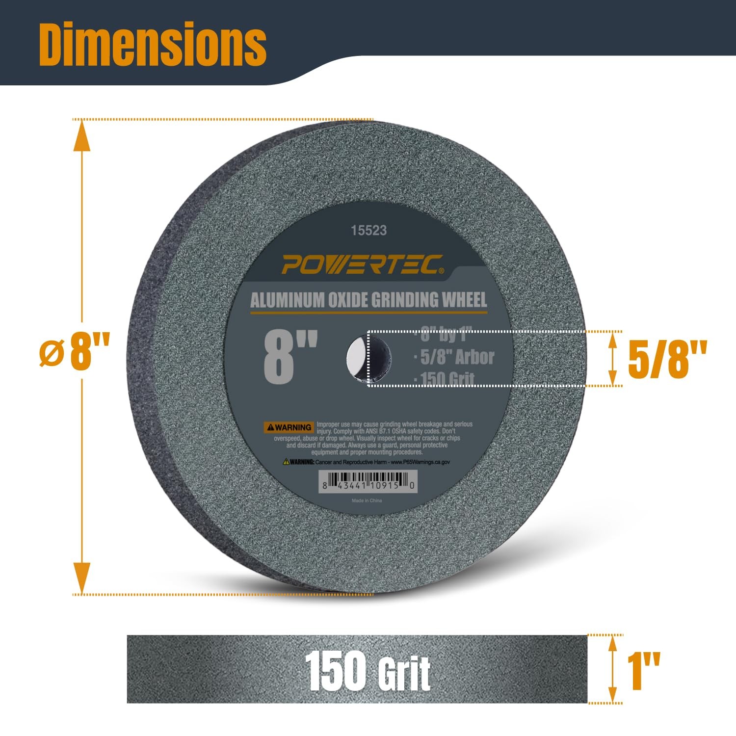 Bench Grinder Wheel 8 Inch 150 Grit, Aluminum Oxide Grinding Wheel for Bench …
