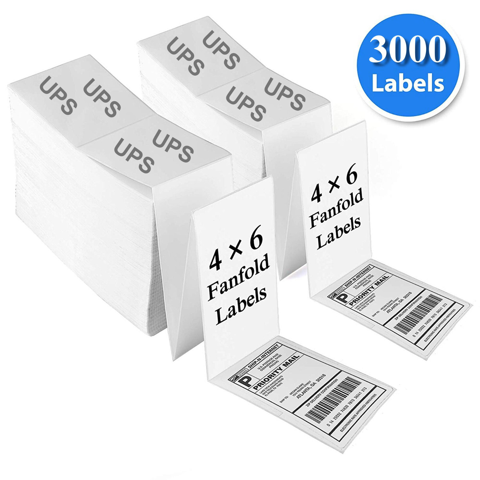 3000 Fanfold 4×6 Direct Thermal Label. High Quality.Certified by UPS 4″X6″ Label