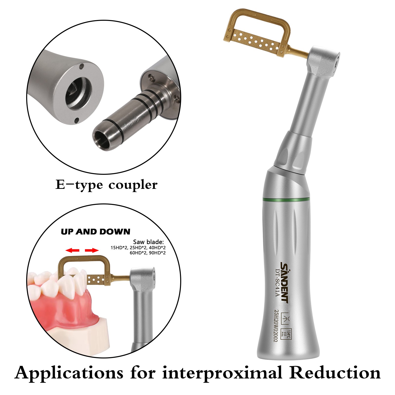 1-5* Dental Contra Angle 4:1 Reduction Handpiece IPR Reciprocating Stripping Kit