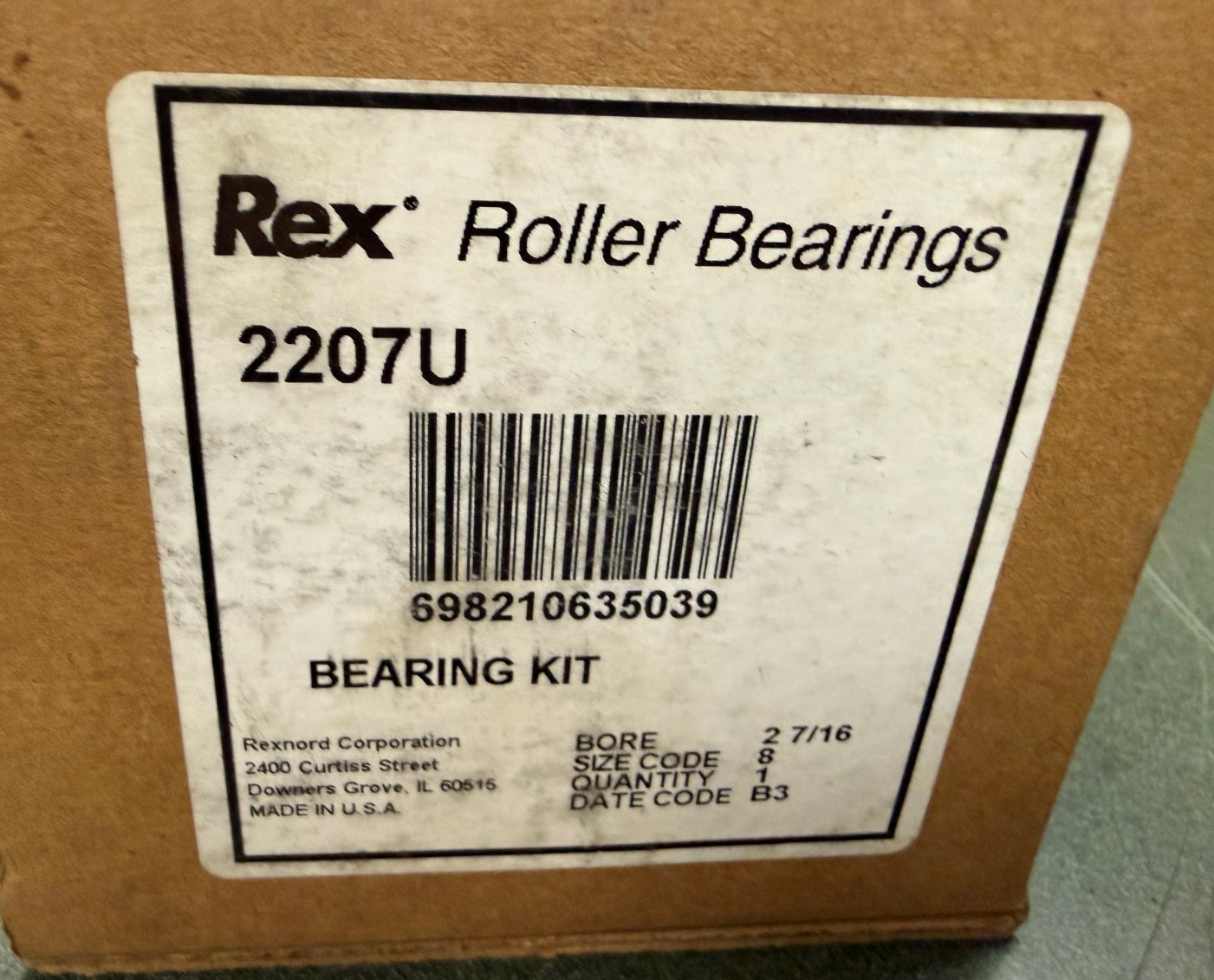 REXNORD 2207U 2-7/16″ Insert Bearing