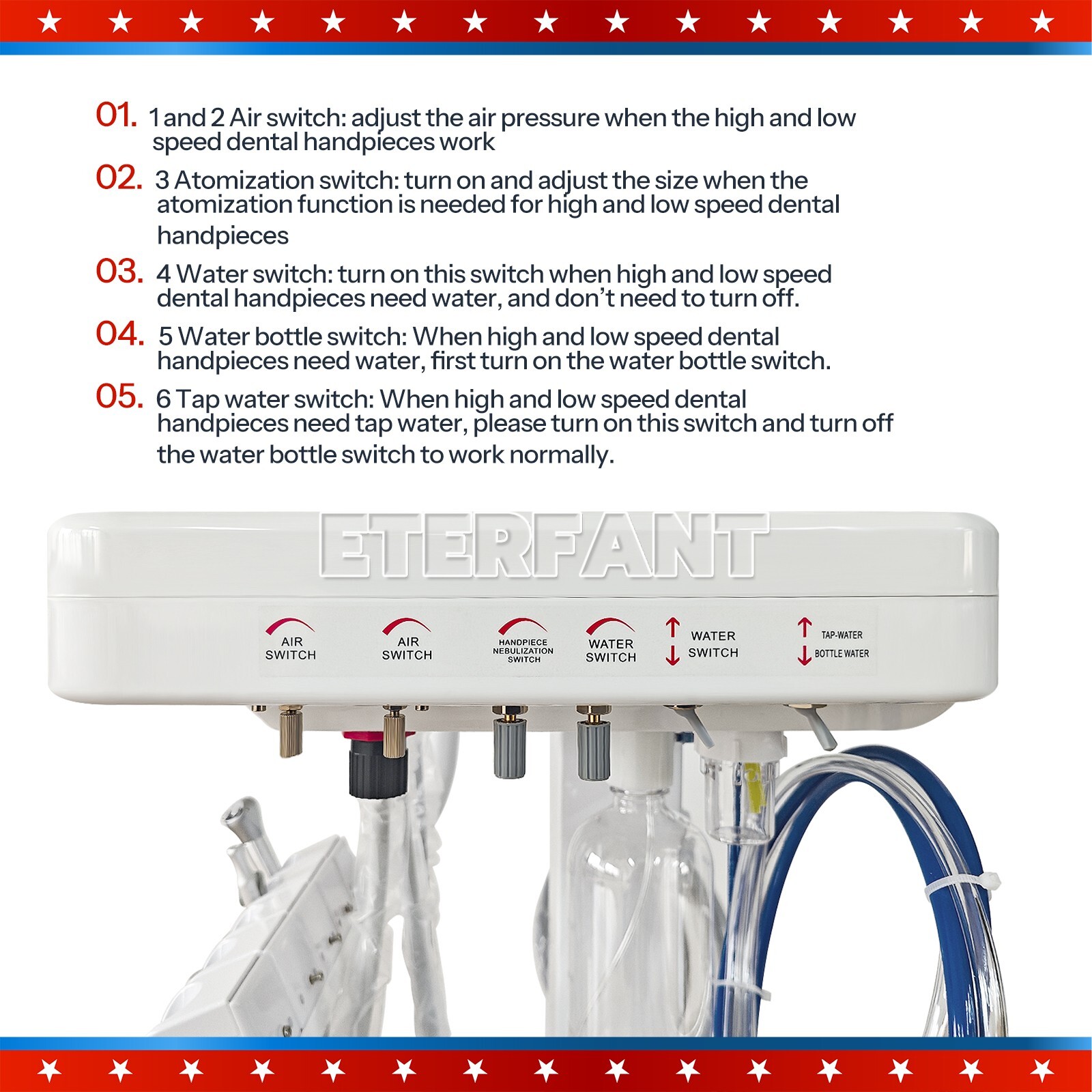 Dental Delivery Unit System Cart Treatment 4H/Wall Hanging Turbine Unit 4H US