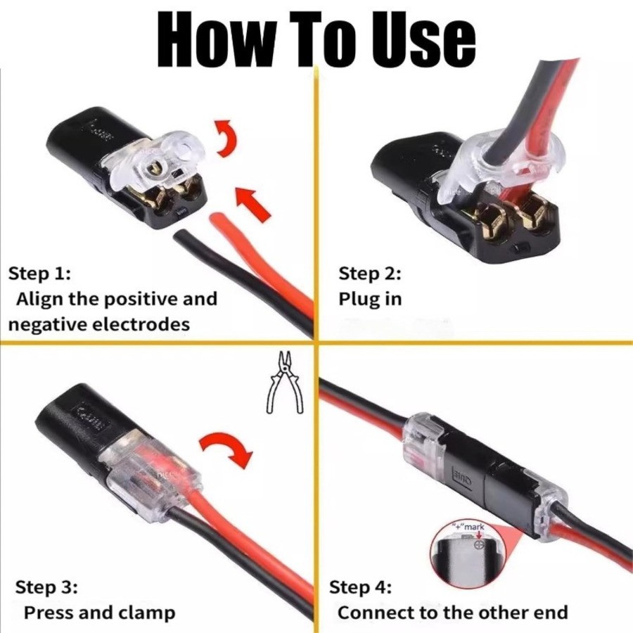 50PCS Double Wire Plug in Connector with Locking Buckle, Locking Easy to Use