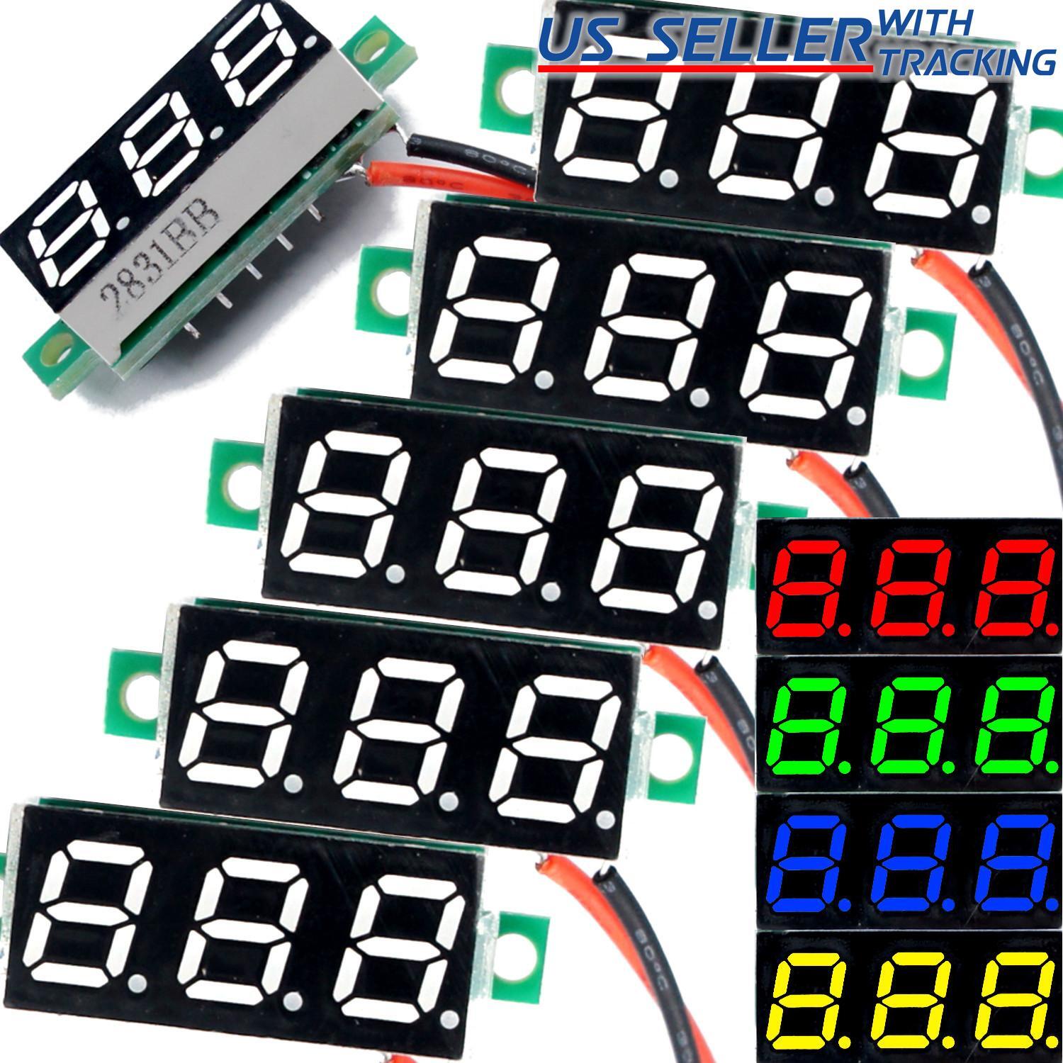 5pcs DC 2.4-30V 2-Wire Voltmeter 3-Digit LED Display Volt Meter Voltage Tester