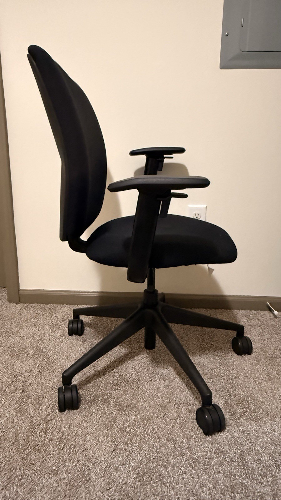 Ergonomic Black Office/Desk Task Chair, Rolling, Adjustable Armrests