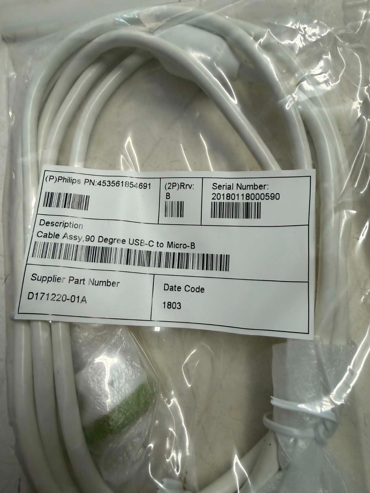 Pair of 90 Degree Micro B to Micro B Transducer Cable Philips Lumify Ultrasound