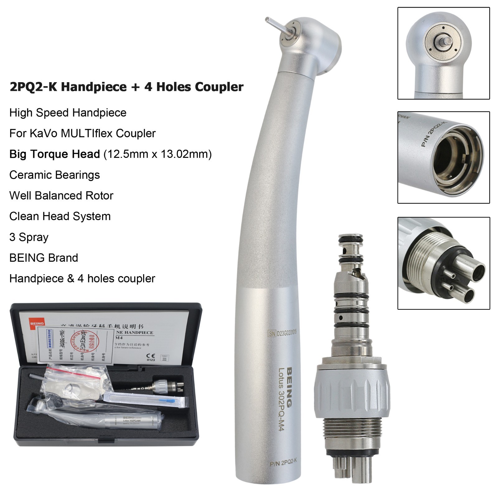 BEING High Speed Dental Handpiece Air Turbine For KAVO MULTIflex Coupler 4 Hole