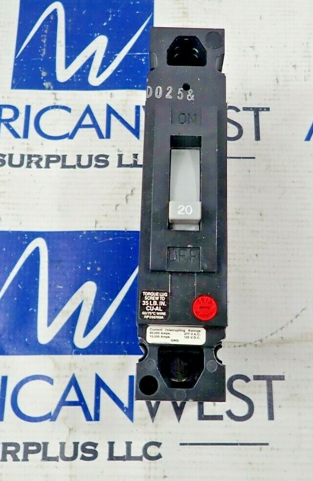 General Electric THED113020 20A 277Vac 125VDC 1P 65KA@277 THED Breaker
