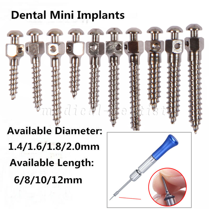 10 Sizes Dental Orthodontic Mini Implant Micro Screws Titanium Screwdriver Or