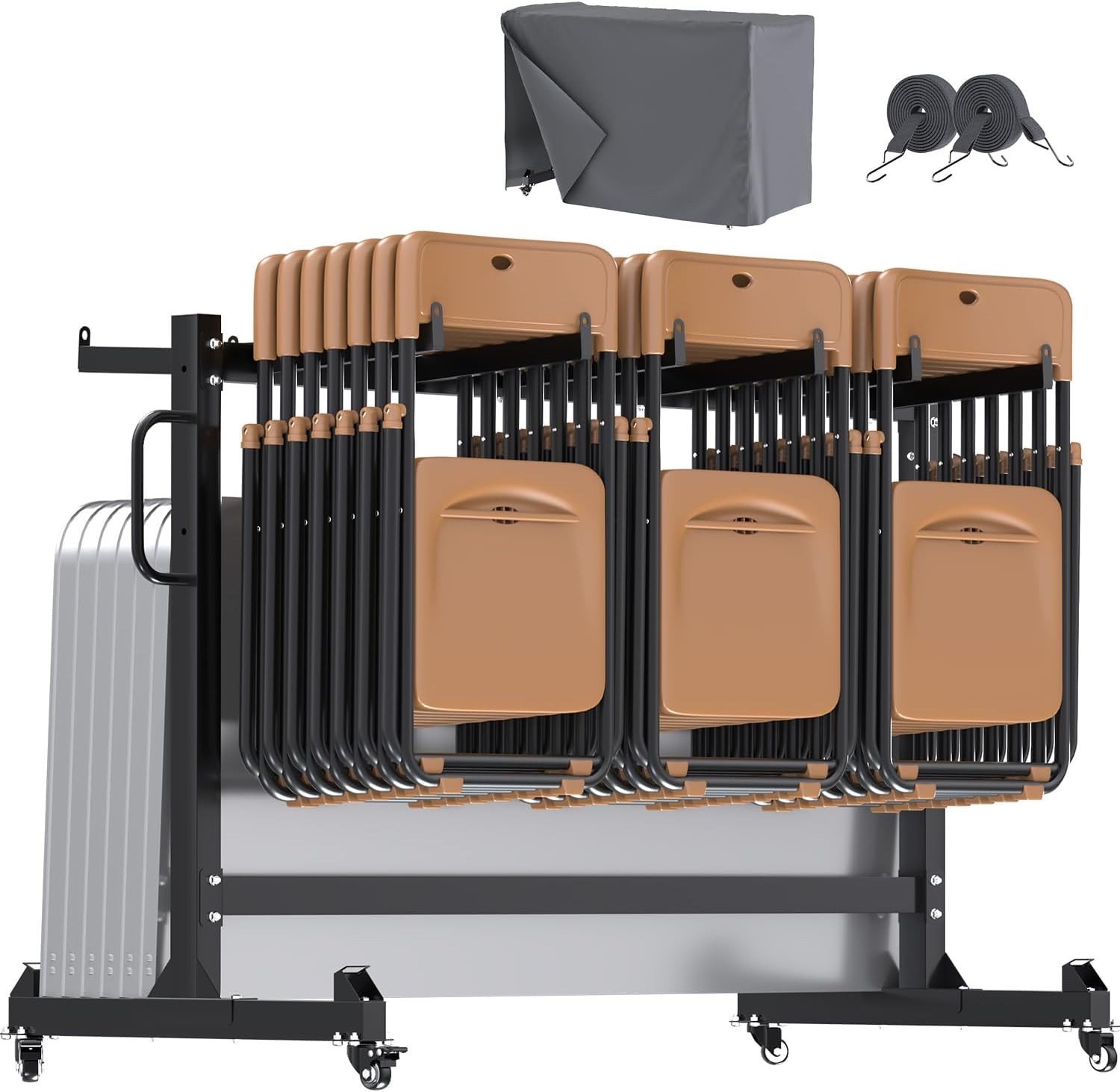 Folding Chair Cart for 84 Chairs or 12 Tables Heavy Duty 1080LBS with Cover