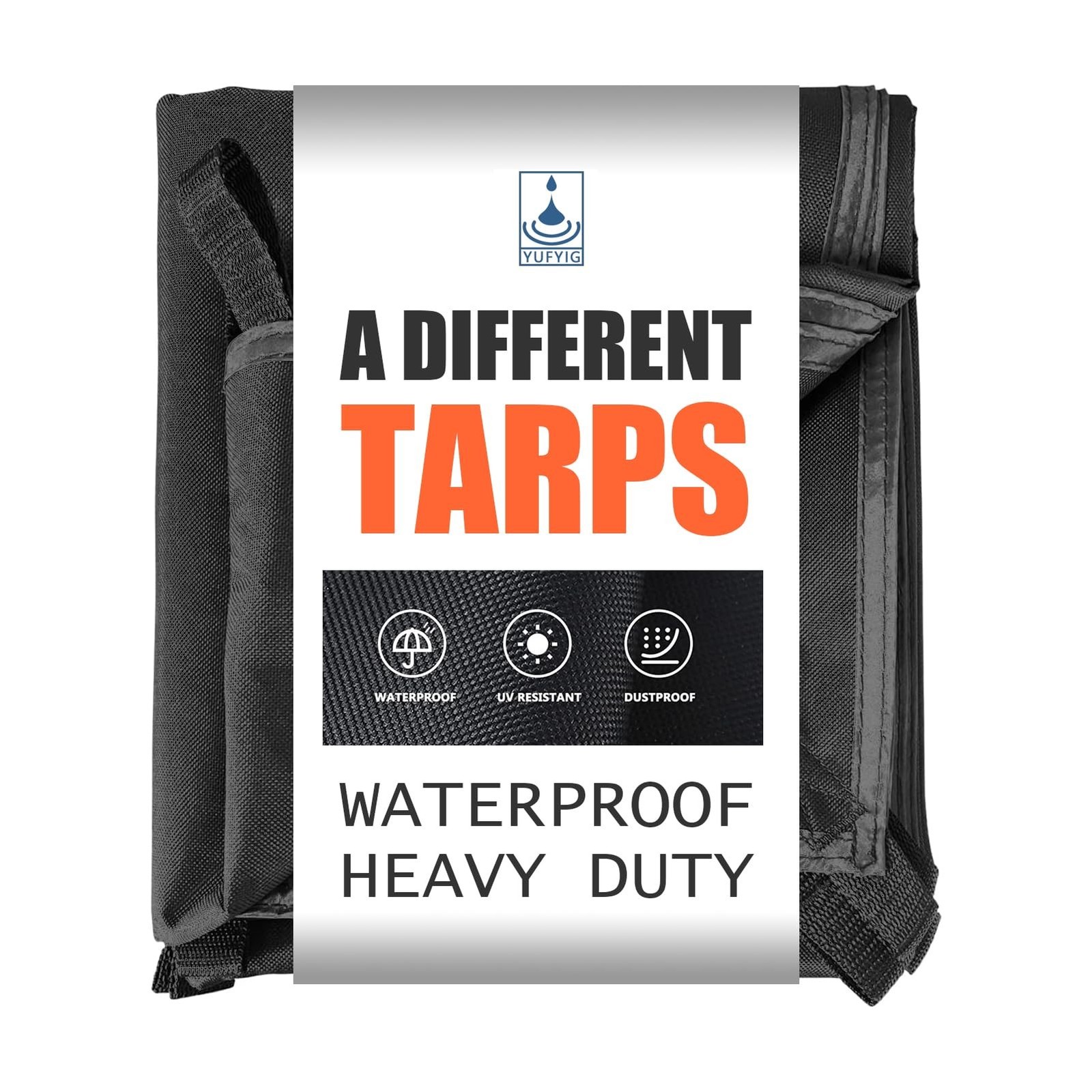 20 Mil Black Waterproof Tarp 10×12ft Heavy Duty Canvas Cover for Outdoor Al