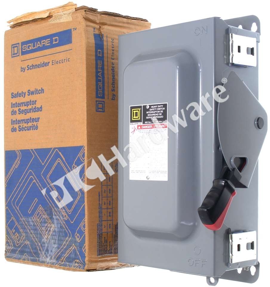 Surplus Open Schneider Electric HU362AWK Square D 60A 60HP 3-Pole Safety Switch