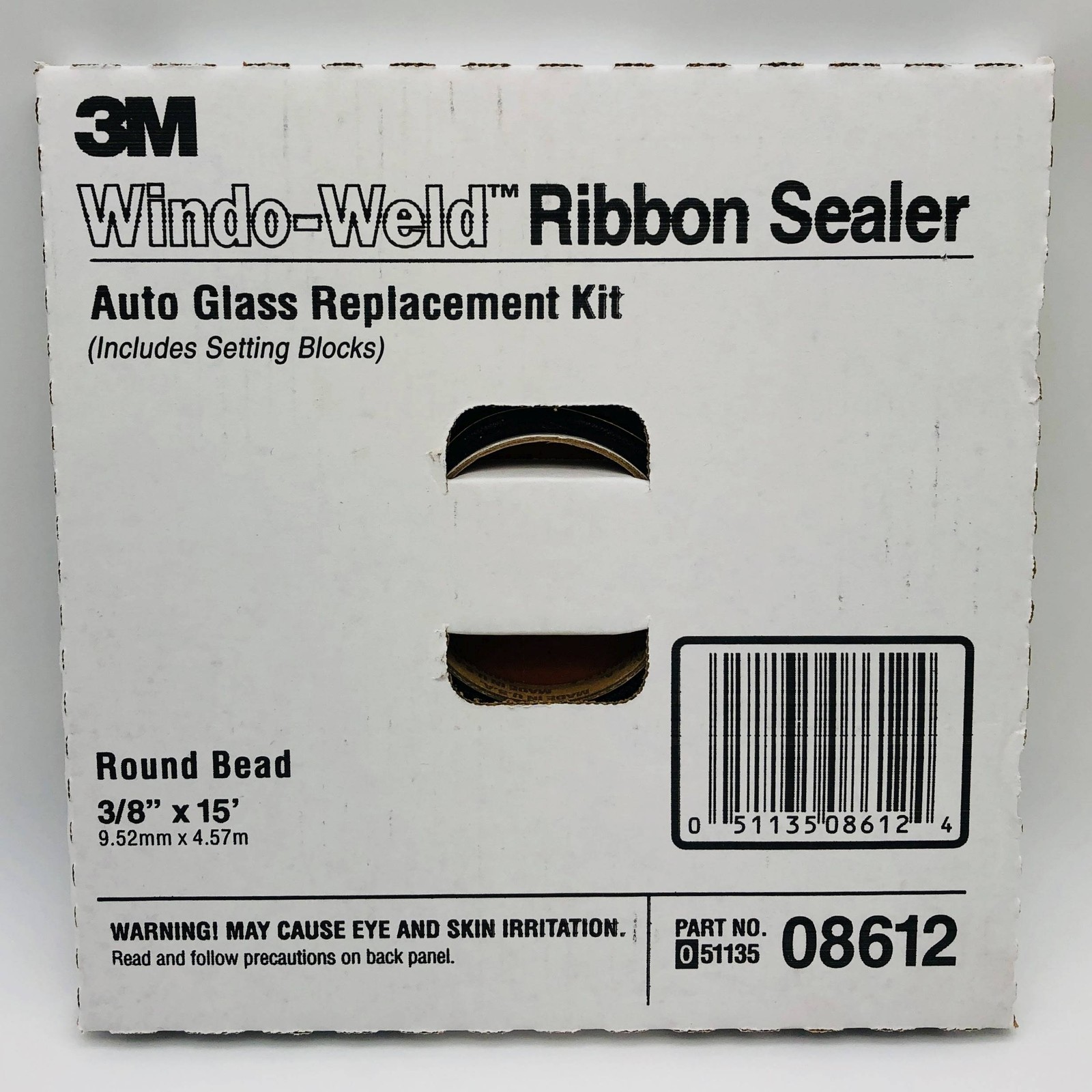 3M 08612 3M Window Weld Ribbon Sealer 3/8in X 15ft Round Auto Glass Replat Kit