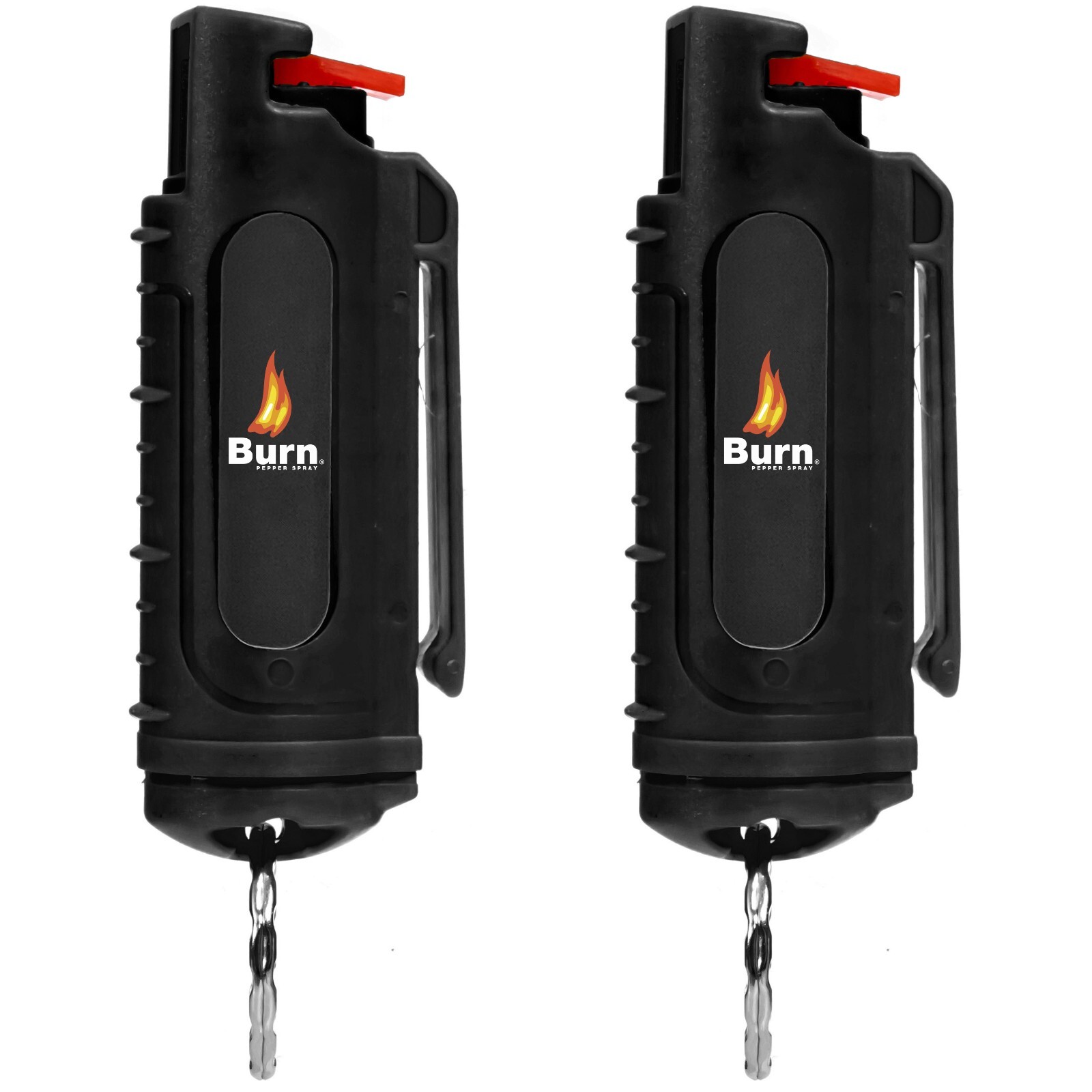 2 Pack BURN Pepper Spray 1/2oz Self Defense Keychain Case Molded OC Black