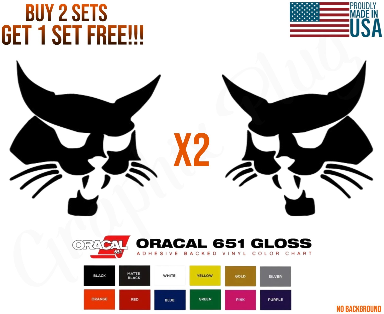 BOBCAT Logo Vinyl decal 2 PACK Skid Steers Excavators Implements Made In USA
