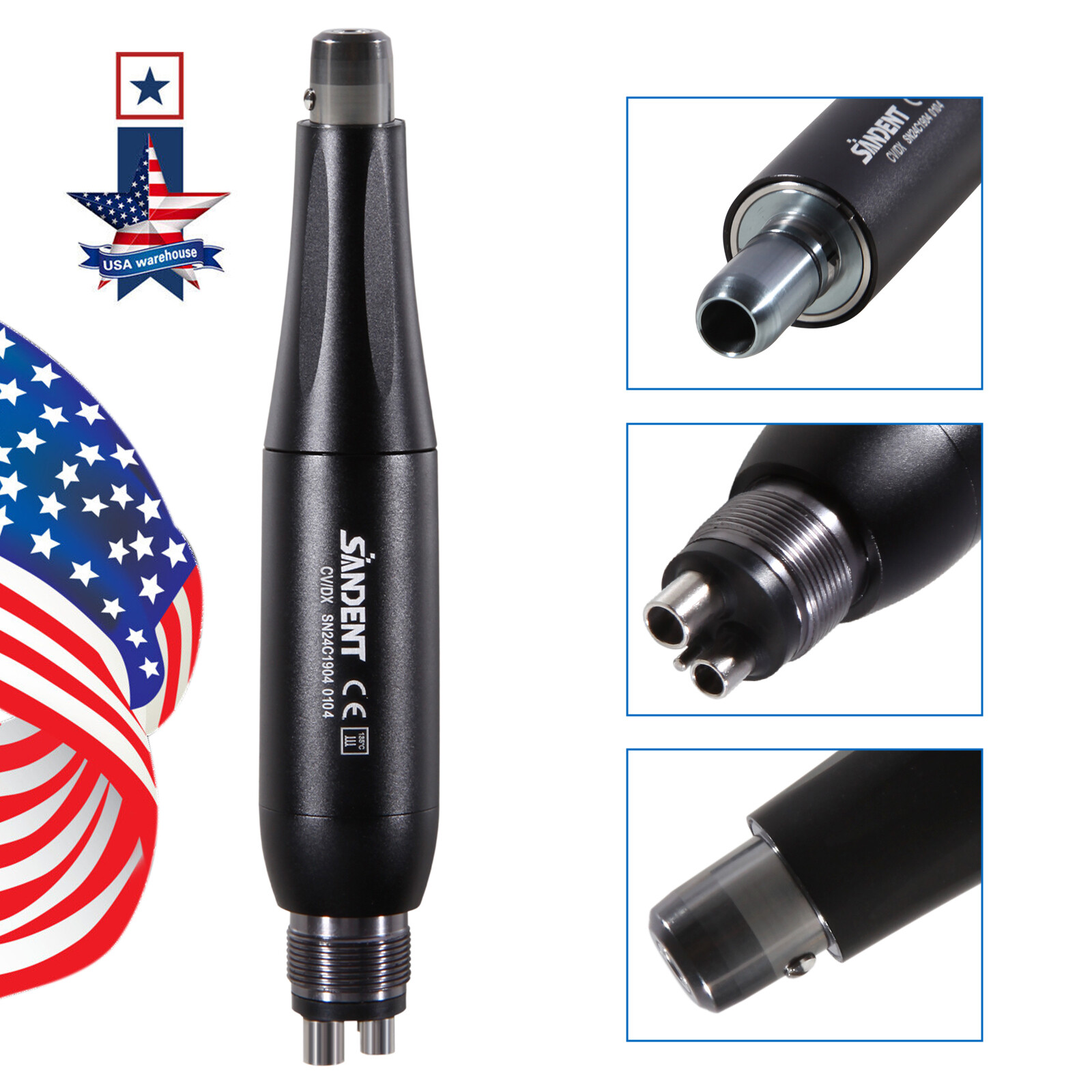 SANDENT 4:1 Reduction Hygiene Prophy Handpiece Air Motor 4Holes & Nose Cone