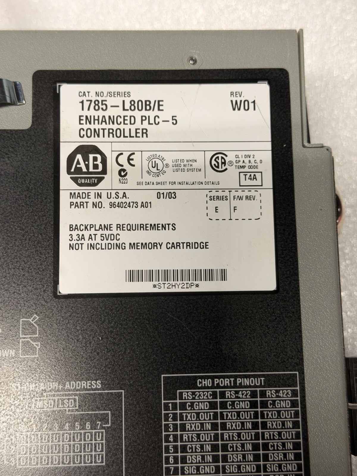 —USED COMBO—Allen Bradley 1785-L80B/E & 1785-ENET A Processor & Ethernet Module