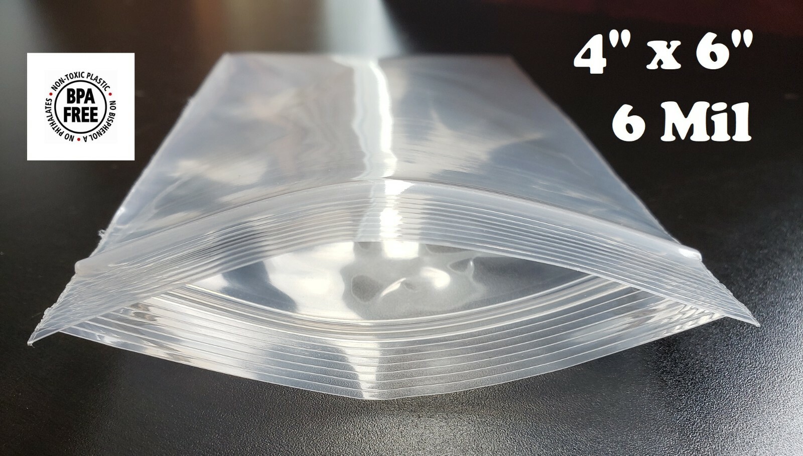 4″ x 6″ Resealable Plastic Bags Zip Seal 6 Mil Thick Reclosable Top Lock 6Mil