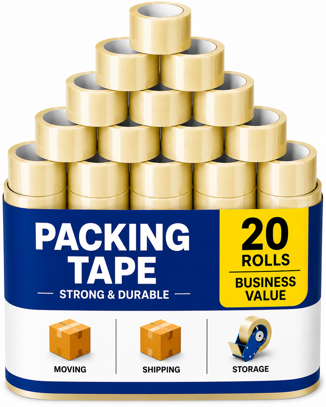 Heavy Duty Clear Packing Tape 20 Pack 1.88” x 120 ft Strong Shipping Box Sealing