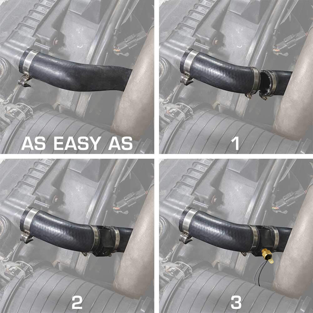 38MM 1.5 INCH 2-HOLE RADIATOR HOSE ADAPTER DUAL ELECTRIC FAN 1/8 NPT TEMP SWITCH