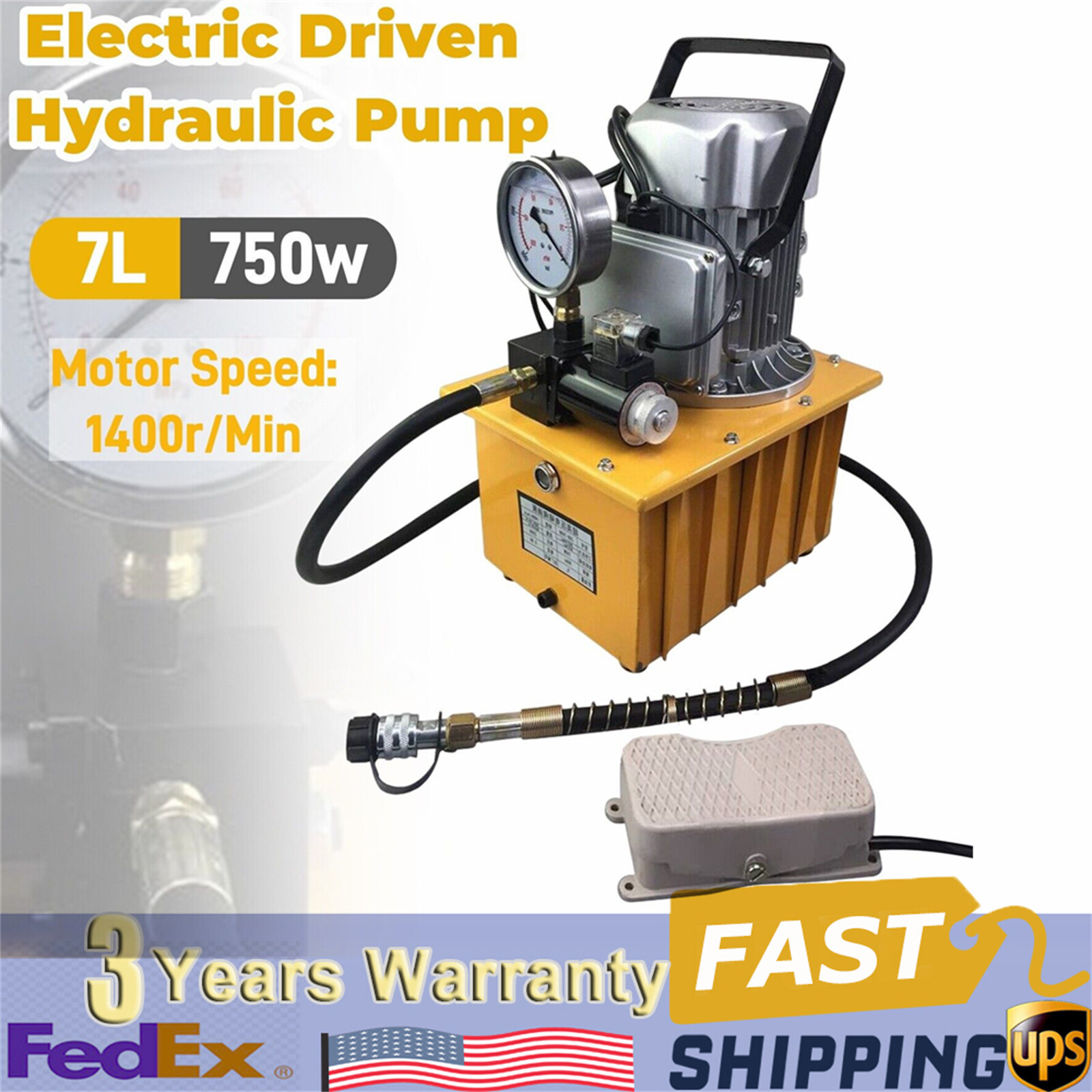 Single Acting Hydraulic Vane Pump Power Unit Pack with Oil Hose 1400r/Min 110V