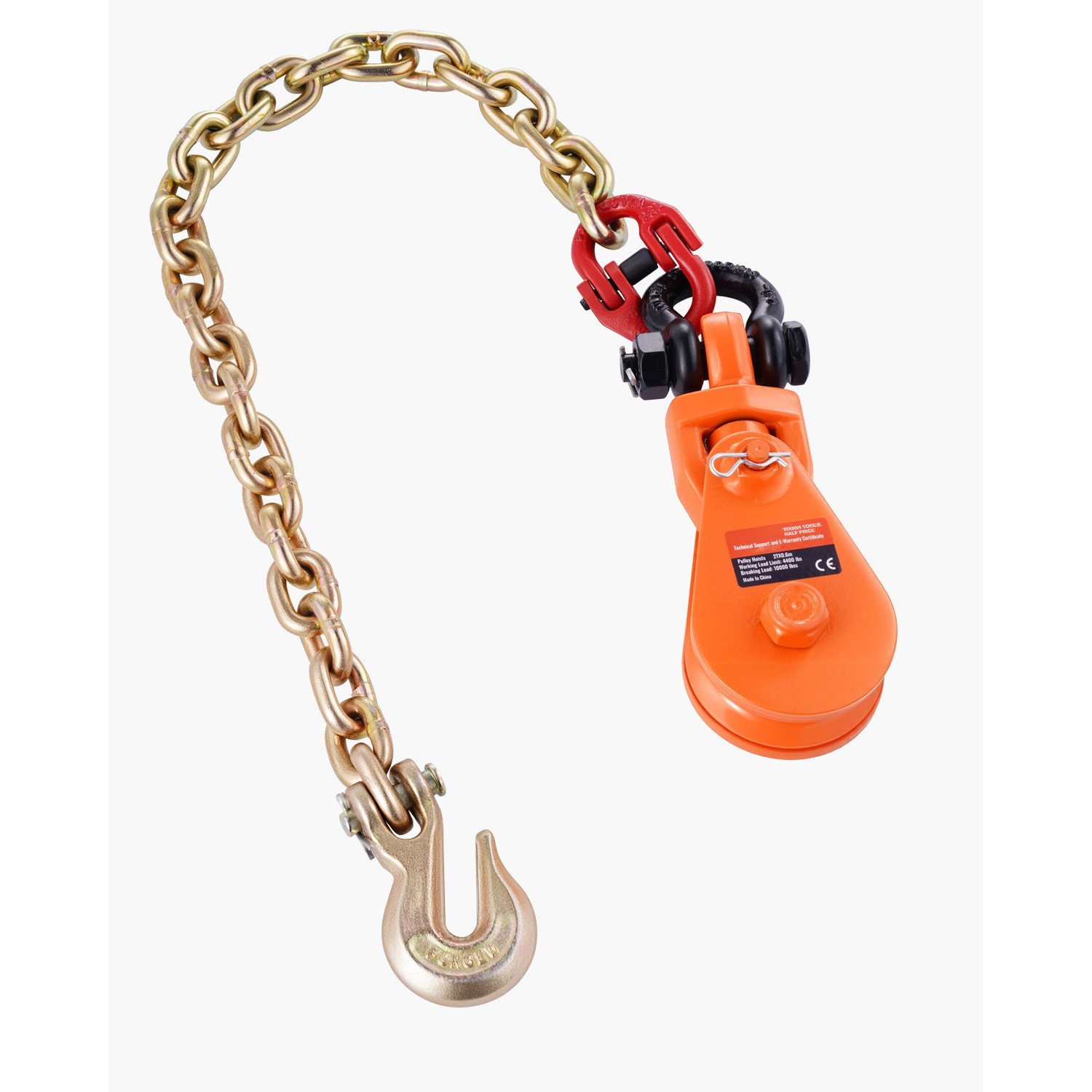 2 Ton 3″ Snatch Block with Chain Flatbed Tow Truck Rollback Car Carrier Cable