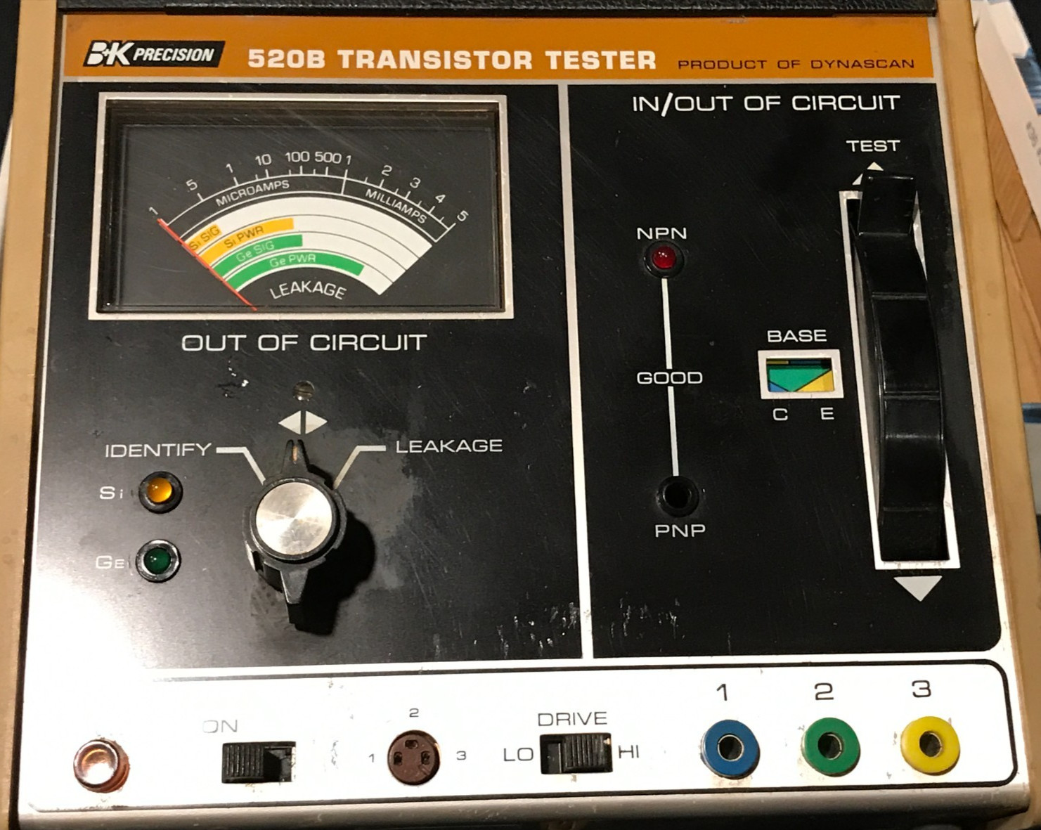 B+K Precision Dynascan 520B Transistor Tester – 117V 60Hz 5 Watts