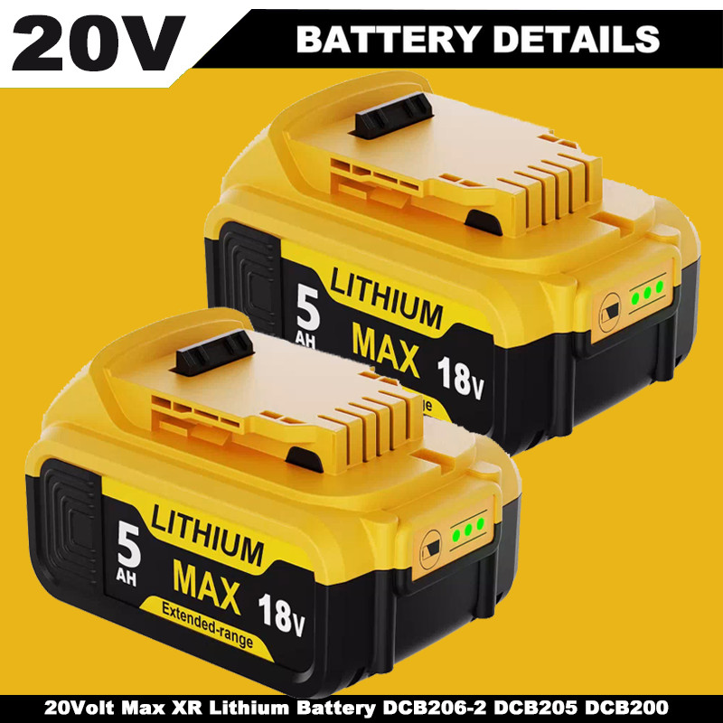 2 Pack 20V Max XR 5.0AH Lithium Ion Battery For DCB206-2 DCB205-2 For DeWalt